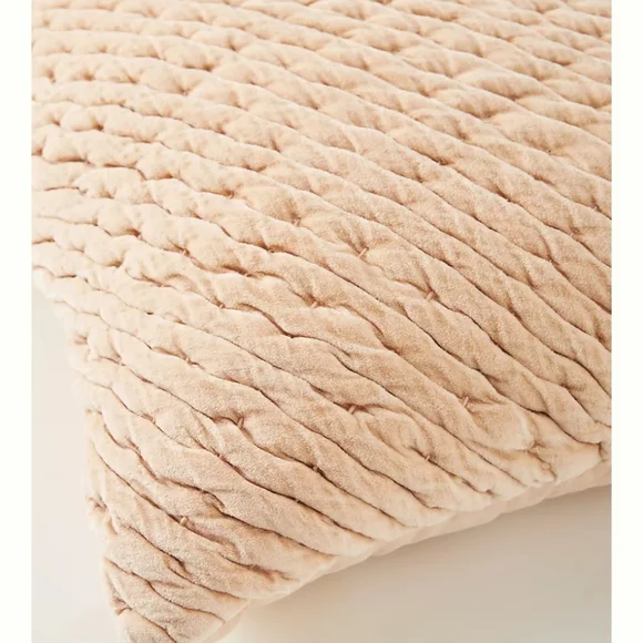 Anthropologie Kantha-stitched Washed velvet pillow - blush